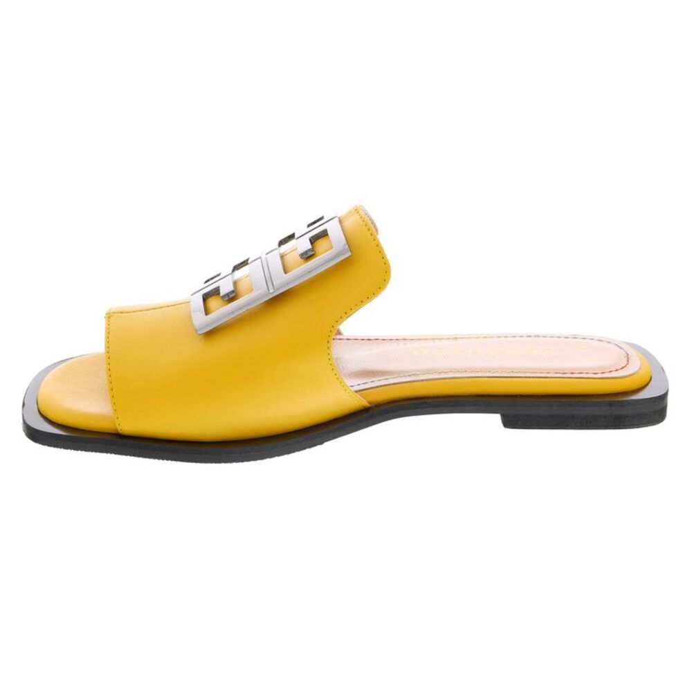 Ventutto Yellow Crest Flat Leather Slide - Picture 5 of 6